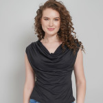 Women ruched cowl neck top
