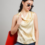 Women Cowl Neck Satin Top