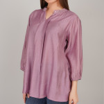 Women Gathered or Pleated V-Neck Regular Sleeves Cotton Top