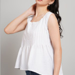Women Cotton Square Neck Peplum Top