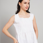 Women Cotton Square Neck Peplum Top