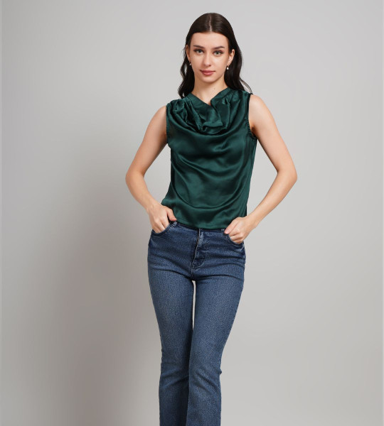 Women Print Cowl Neck Top