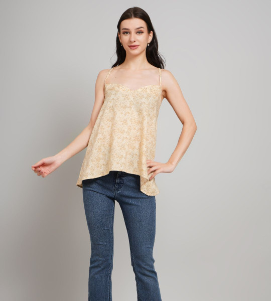 Women Floral Printed Shoulder Straps A-Line Top