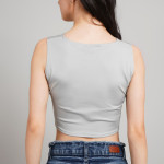 Women Solid V-Neck Sleeveless Crop Top