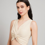 Women V-Neck Wrap Crop Top