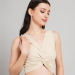 Women V-Neck Wrap Crop Top