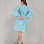 Women Checked Flared Sleeve Gathered or Pleated Tiered A-Line Dress