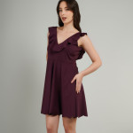 Women V-Neck Ruffles A-Line Dress