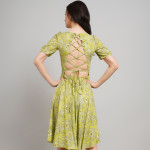 Women Floral Print Sweetheart Neck Puff Sleeve A-Line Dress