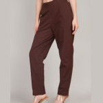 Women Comfort High-Rise Easy Wash Pleated Trousers