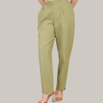 Women Comfort High-Rise Pleated Linen Trouser
