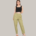 Women Comfort High-Rise Pleated Linen Trouser