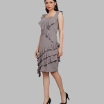 Striped Ruffles Detail A-Line Dress