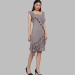 Striped Ruffles Detail A-Line Dress