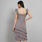 Striped Ruffles Detail A-Line Dress
