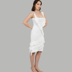 Women Square Neck Ruffles Sheath Dress