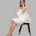 Women Square Neck Ruffles Sheath Dress