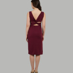 Women Slits Details Sheath Knee Length Dress