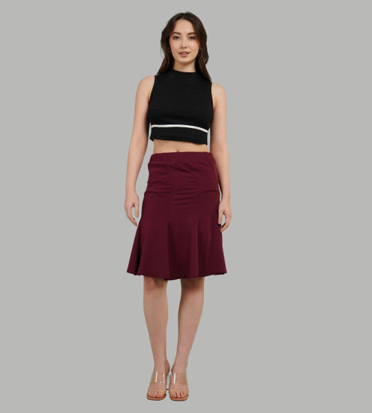Mid-Rise A-Line Knee Length Skirt