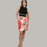 Floral Printed Wrap Above Knee Length Skirt