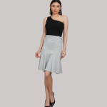 High Waist Flared Knee Length Skirt