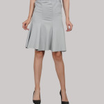 High Waist Flared Knee Length Skirt