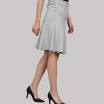 High Waist Flared Knee Length Skirt