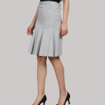 High Waist Flared Knee Length Skirt