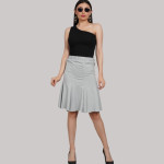 High Waist Flared Knee Length Skirt