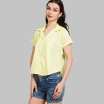 Comfort Floral Printed Cuban Colar Crop Casual Shirt