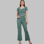 Round Neck Slit Top & Trouser Co-Ord Set