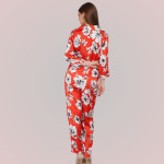 Printed Shawl Neck Satin Shirt With Trouser