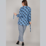 Collared Neck Long Sleeves Tunic With Trousers