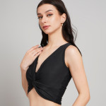Women V-neck Crop Fitted Top