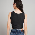 Women V-neck Crop Fitted Top