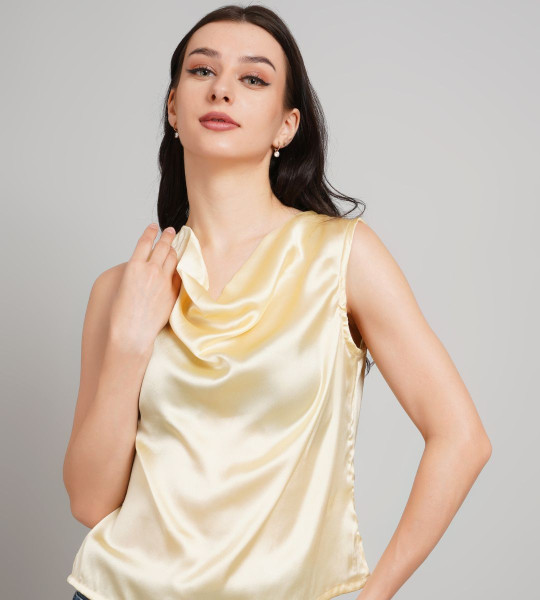 Women Cowl Neck Satin Top