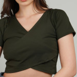 Women's Solid Crop Wrap top