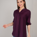 Women Embellished Mandarin Collar Cotton Top